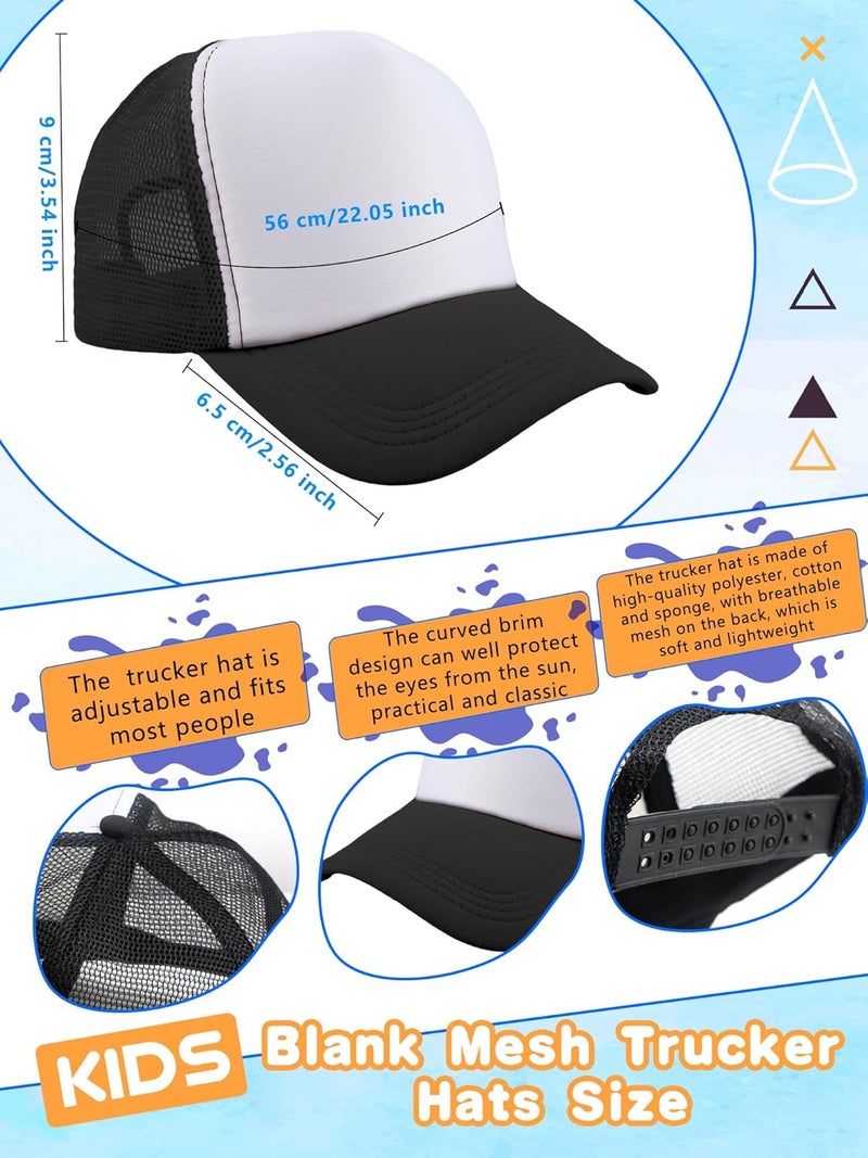 Skyebed 6 Pcs Kids Sublimation Trucker Hats Adjustable Mesh Trucker Cap DIY Baseball Hats for Summer Camps Beaches - Image 2
